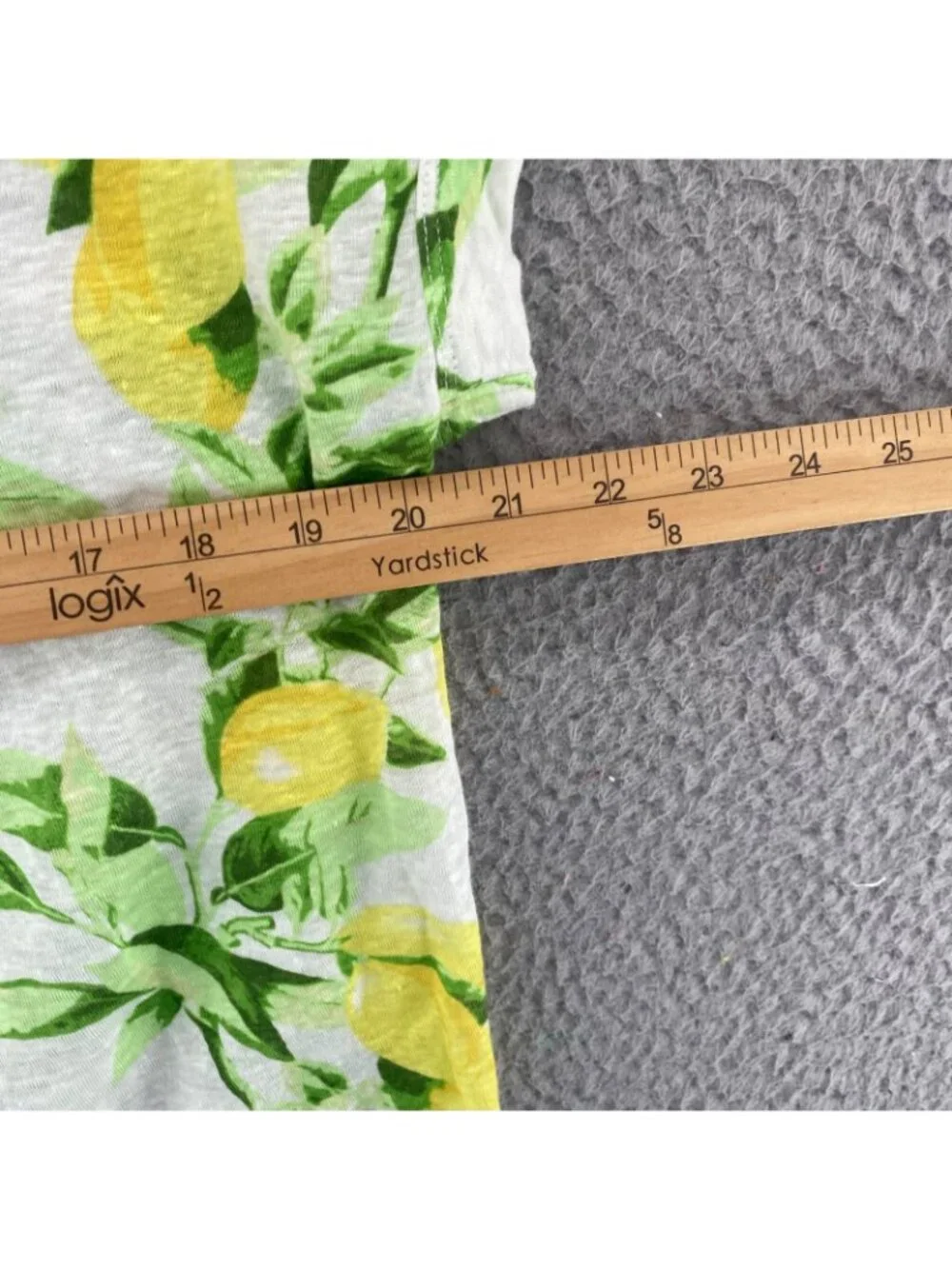 Loft Top Womens Medium Lemon Linen Tee Cap Sleeves Scoop Neck Casual Semi Sheer - Picture 7 of 9